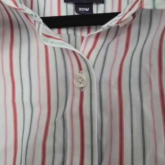 Lands' End Pinstripe Button Down Blouse Plus Size No Iron Cotton 20W - Picture 4 of 12